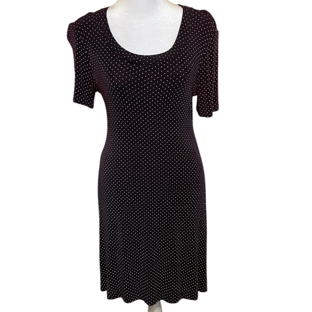 Ronni Nicole Navy and White Polka Dot Short Sleeve A-Line Dress 6P